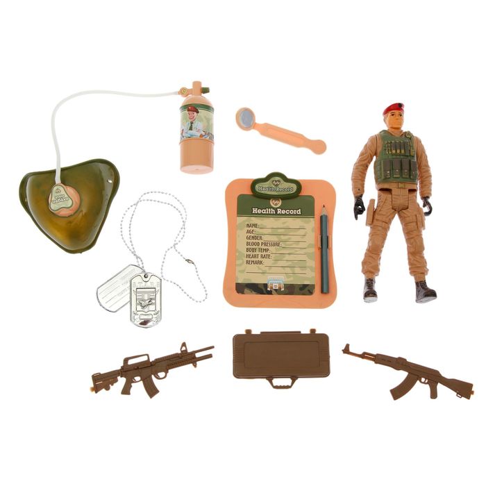 Набор доктора "Военный госпиталь-5" с фигуркой солдата, 8 предметов