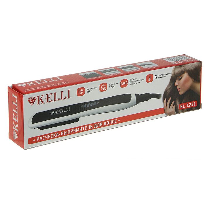 Выпрямитель KELLI KL-1231, керамическое покрытие, 6 температурных режимов