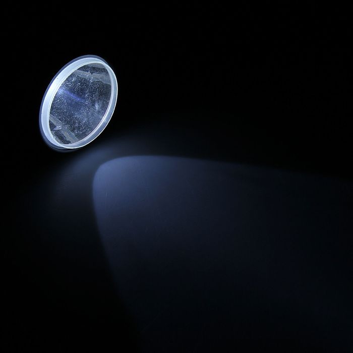 Фонарик 1 диод, рукоять ребристая, 2 D, хромированный, 5.5х18.5 см