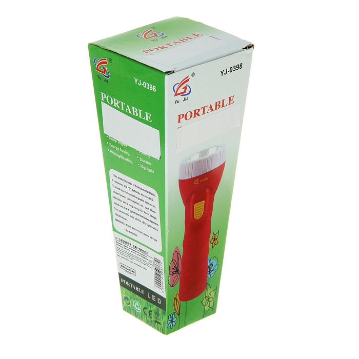 Фонарь 1 диод, рассеиватель шагом по 3полосы, рукоять волна, 2D бат., микс, 7х18.5 см