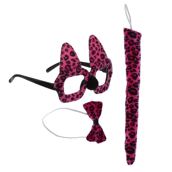 Карнавальный набор "Леопард" 3 предмета: очки, бабочка, хвост, цвета МИКС