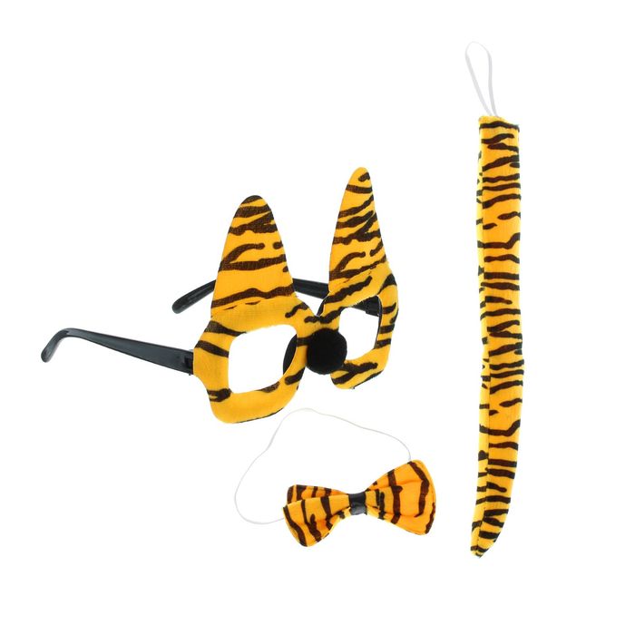 Карнавальный набор "Тигр" 3 предмета: очки, бабочка, хвост, цвета МИКС