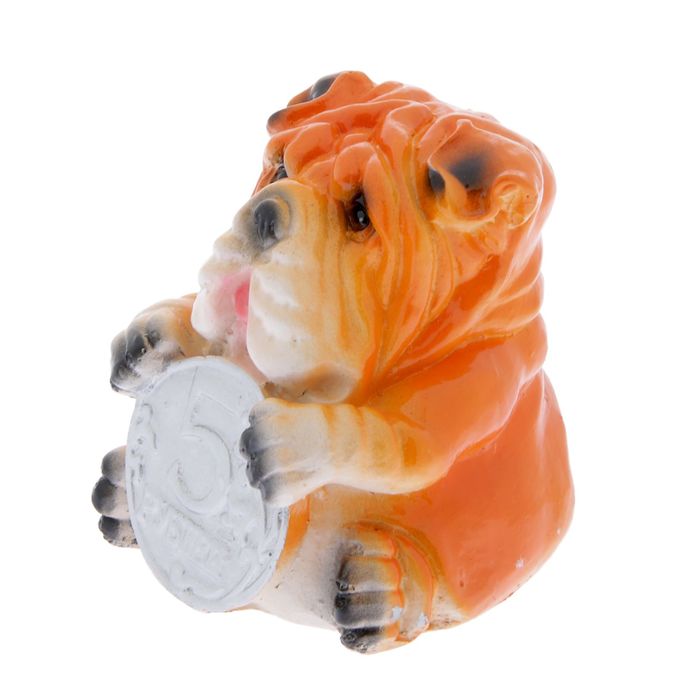 Копилка гипс "Собачка с 5 рублями" 10 см