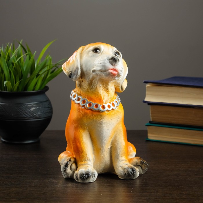 Копилка гипс "Собачка рыжая с цепью" 18 см