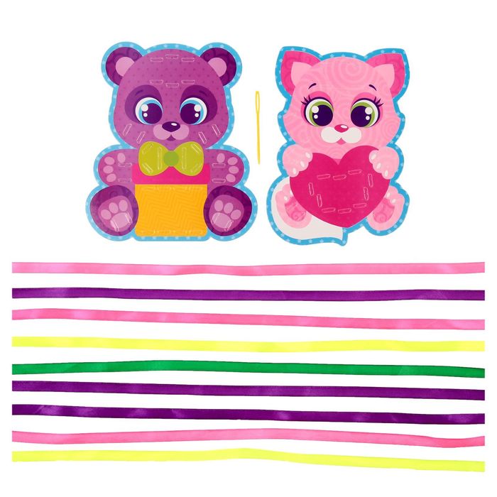 Вышивка лентами "Лучшие друзья!" + пластиковая игла