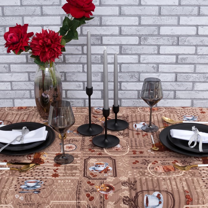 Скатерть Доляна "Кофейный купаж" 145х144 см, 100% хлопок, вафельное полотно, 162 г/м2