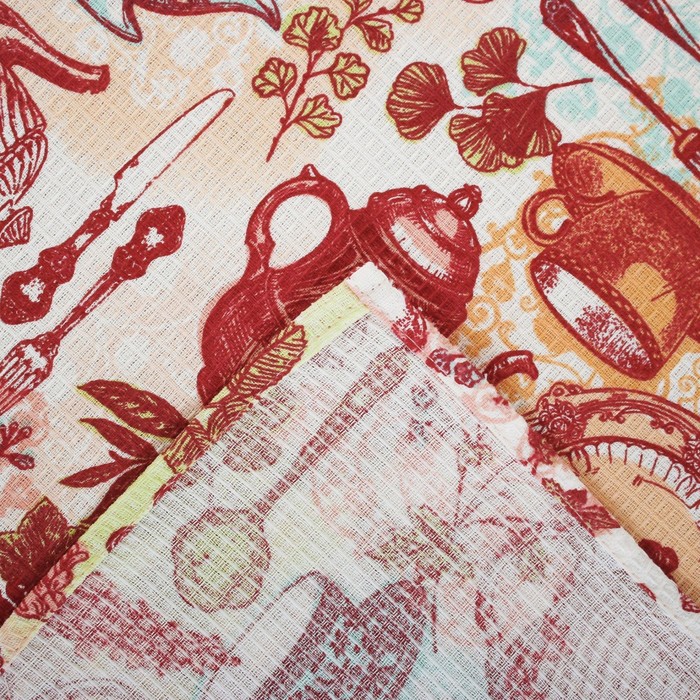 Скатерть Доляна "Чайные традиции" 145х144 см, 100% хлопок, вафельное полотно 162 г/м2