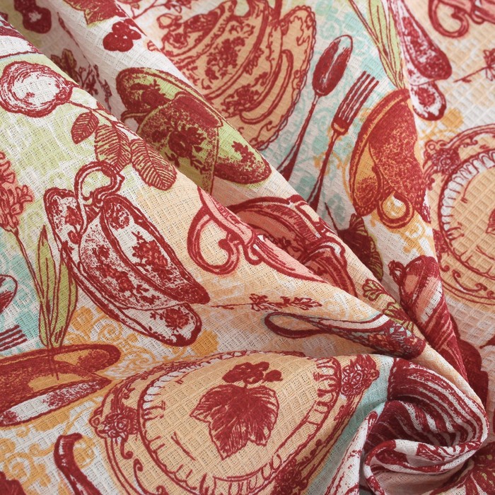 Скатерть Доляна "Чайные традиции" 145х144 см, 100% хлопок, вафельное полотно 162 г/м2