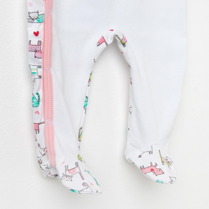 Комбинезон-кимоно "Кошки", рост 80 см, цвет белый/розовый ЯВ136827_М