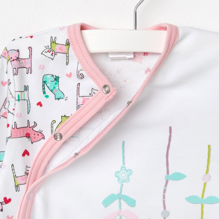Комбинезон-кимоно "Кошки", рост 80 см, цвет белый/розовый ЯВ136827_М