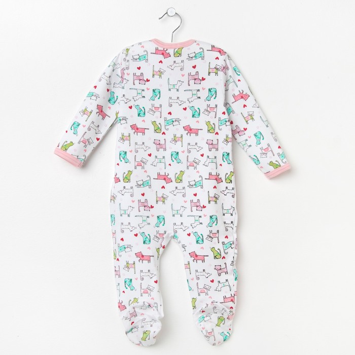 Комбинезон-кимоно "Кошки", рост 80 см, цвет белый/розовый ЯВ136827_М