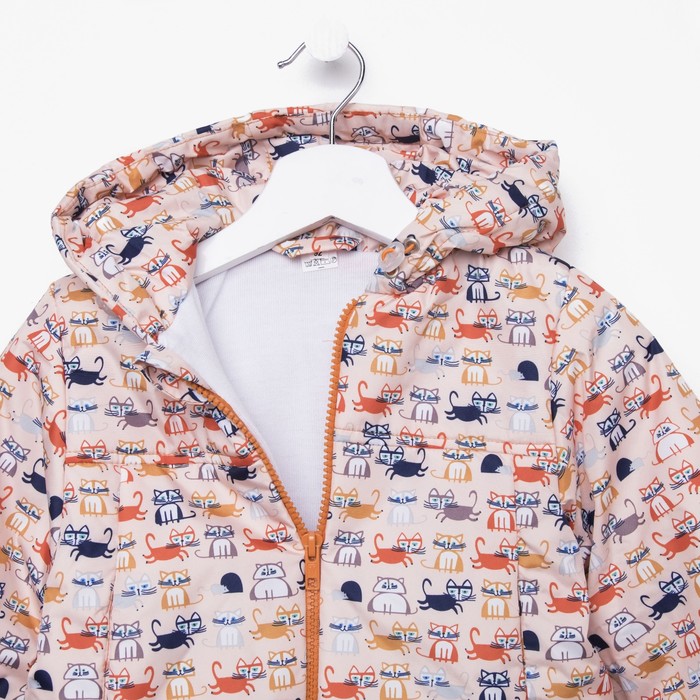 Куртка для девочки, рост 92 см, цвет оранжевый, принт котята ЯВ128779_М