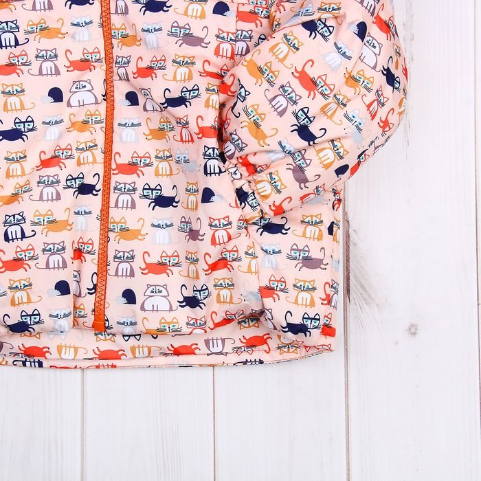 Куртка для девочки, рост 92 см, цвет оранжевый, принт котята ЯВ128779_М