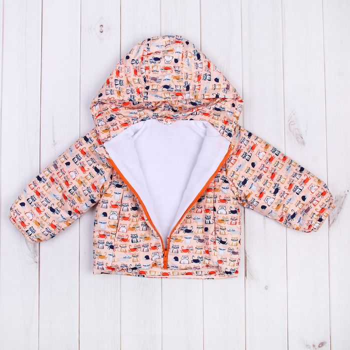 Куртка для девочки, рост 92 см, цвет оранжевый, принт котята ЯВ128779_М