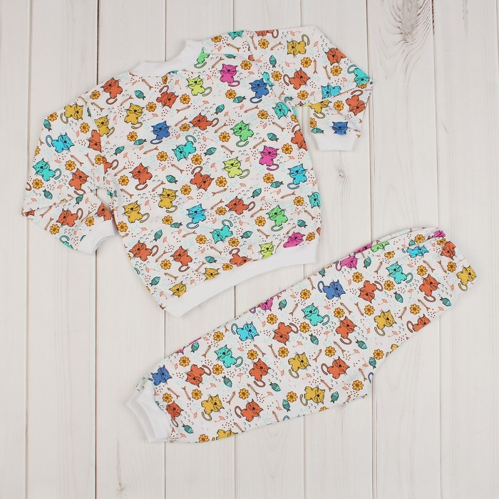 Пижама для девочки "Кошечки", рост 86 см, цвет белый ЯВ137170_М