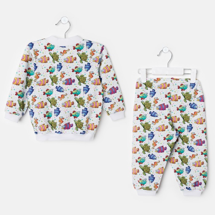 Пижама для девочки "Морской мир", рост 80 см, цвет белый ЯВ137172_М