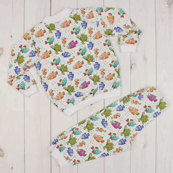 Пижама для девочки "Морской мир", рост 80 см, цвет белый ЯВ137172_М