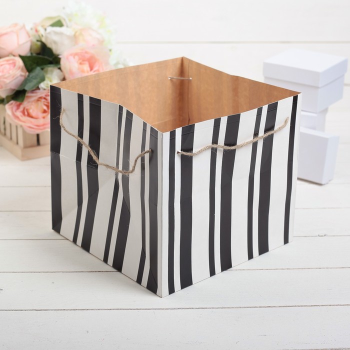 Пакет для цветов "Полосы" 22 х 22 х 22 см