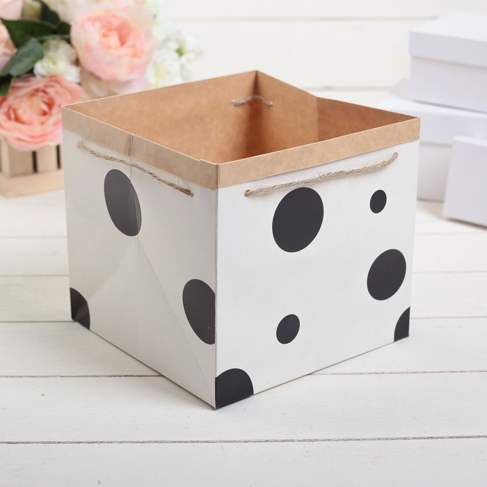 Пакет для цветов "Горох" 22 х 22 х20 см