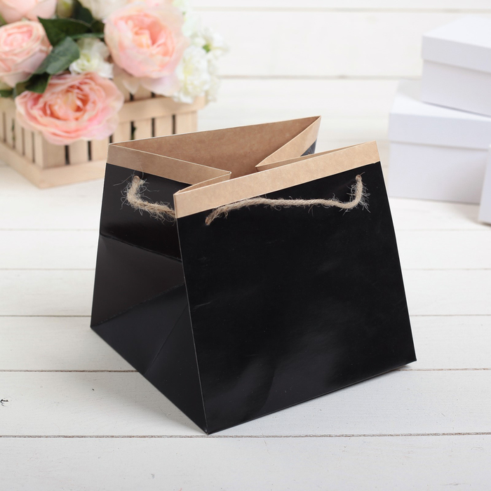 Пакет для цветов 15 х 15 х 15 см, черный