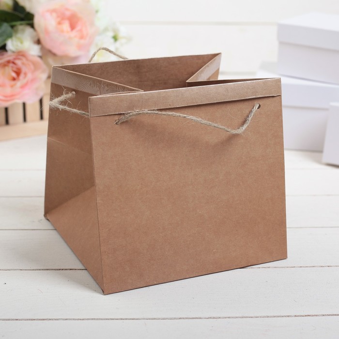 Пакет для цветов крафт 19 х 19 х 17 см