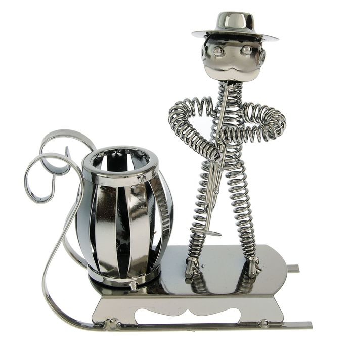 Сувенир карандашница металл "Усатый музыкант" МИКС 19х16,5х7,5 см