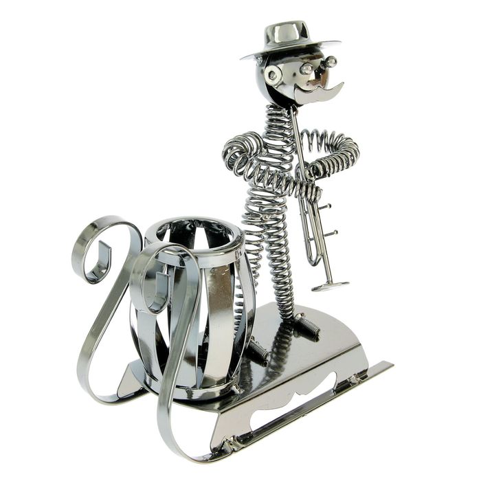 Сувенир карандашница металл "Усатый музыкант" МИКС 19х16,5х7,5 см