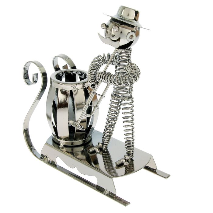 Сувенир карандашница металл "Усатый музыкант" МИКС 19х16,5х7,5 см