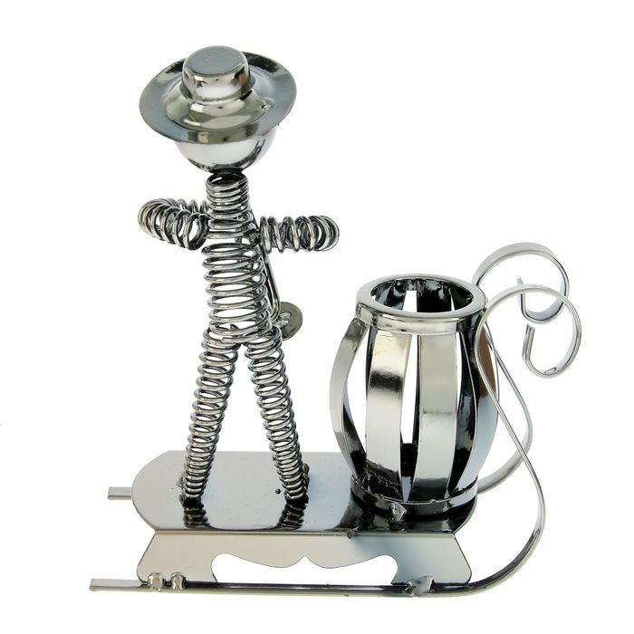 Сувенир карандашница металл "Усатый музыкант" МИКС 19х16,5х7,5 см