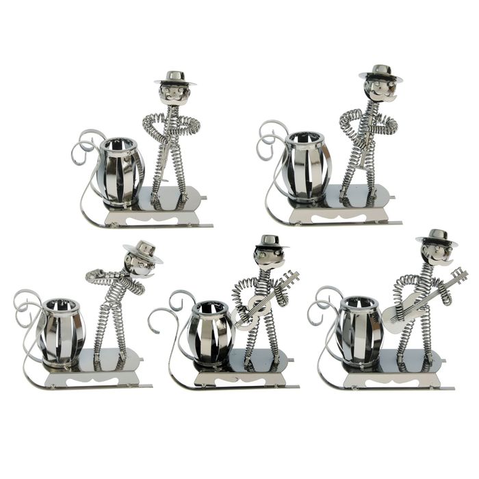 Сувенир карандашница металл "Усатый музыкант" МИКС 19х16,5х7,5 см