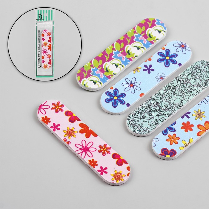 Пилка-наждак "Ассорти", абразивность 180/180, 8см, классика, рисунок МИКС