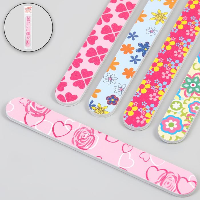 Пилка-наждак "Ассорти", абразивность 180/180, 15,5см, классика, рисунок МИКС