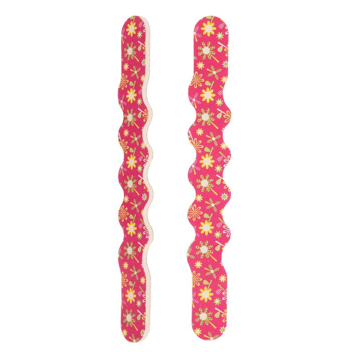 Пилка-наждак "Ассорти", абразивность 180/180, 18см, фигурная волна, рисунок МИКС