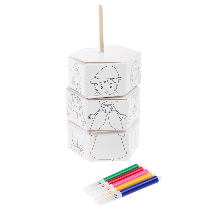 Раскраска-игра "Одежда девочек и мальчиков" подбери тело, лицо и ноги + 5 маркеров