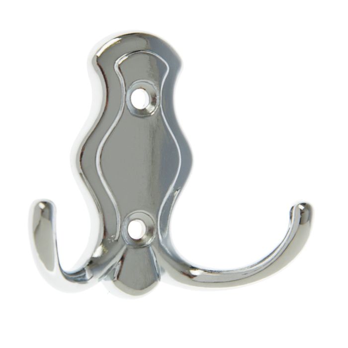 Крючок мебельный KM210CP, двухрожковый, цвет хром