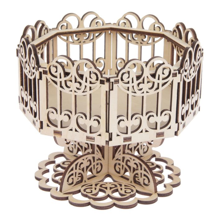 Конфетница для декора "Резная на подставке №1" из фанеры, набор 13 деталей, 16х16 см