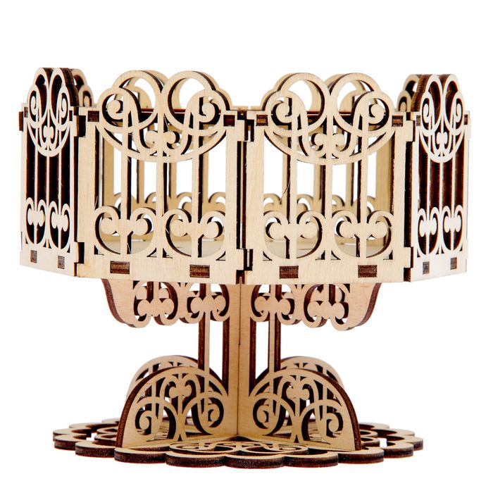 Конфетница для декора "Резная на подставке №1" из фанеры, набор 13 деталей, 16х16 см