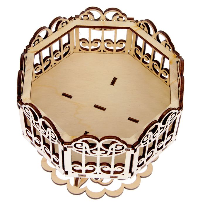 Конфетница для декора "Резная на подставке №1" из фанеры, набор 13 деталей, 16х16 см