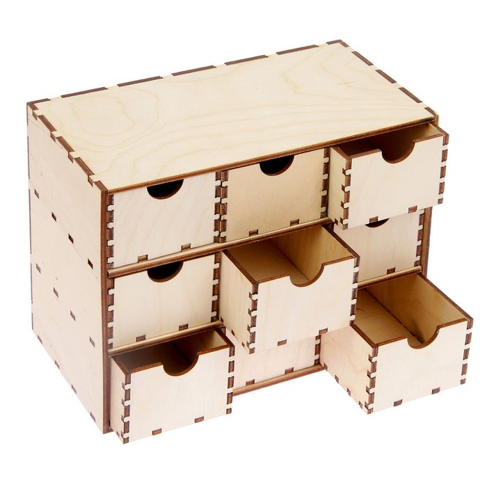 Шкатулка для декора из фанеры "Комод 9 ящиков" 21х16х11,5 см
