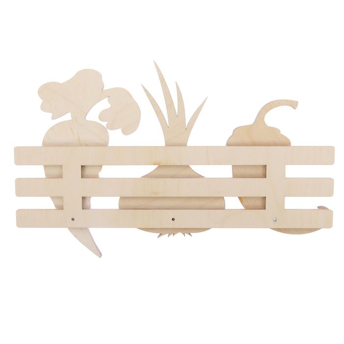 Основа для творчества вешалка из фанеры "Овощи" 3 крючка (набор 4 детали) 20х12 см