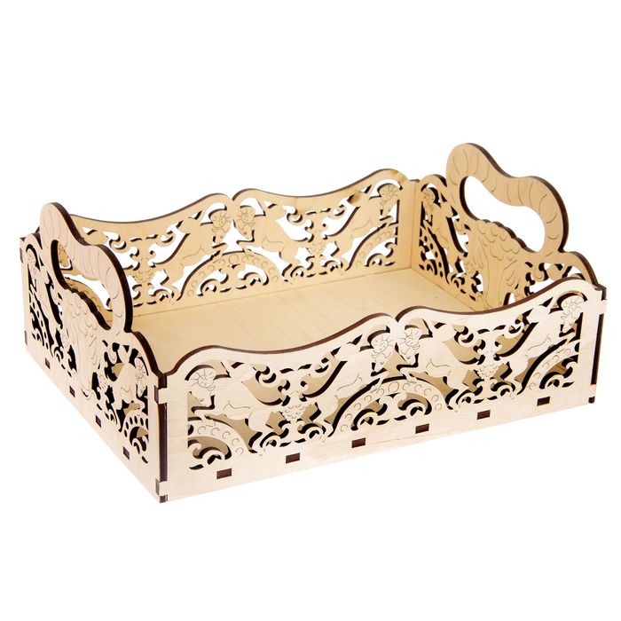 Заготовка для декора (5 деталей) "Поднос с баранами" 35х26х20 см