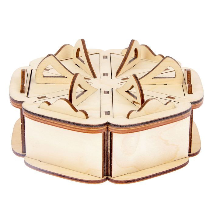 Шкатулка для декора из фанеры "Апельсиновые дольки" малая  (набор 13 деталей) 16х16х6 см