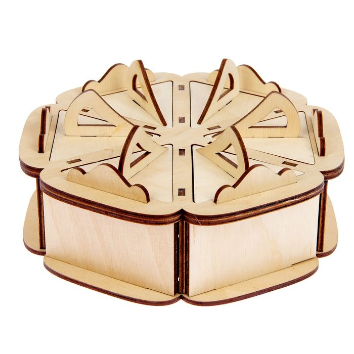 Шкатулка для декора из фанеры "Апельсиновые дольки" большая (набор 13 деталей) 21х21х8 см