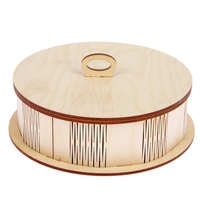 Шкатулка для декора из фанеры "Круглая с крышкой" d=20 см