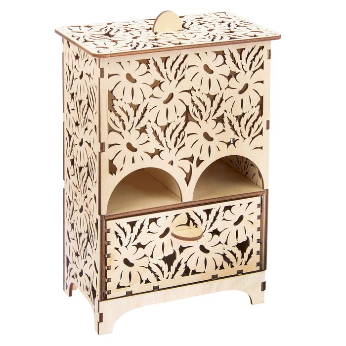 Чайный домик из фанеры для декора "С ромашками" двойной (набор 17 деталей) 28х9,5х16 см