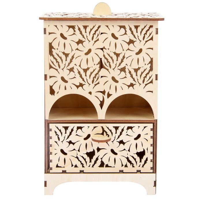 Чайный домик из фанеры для декора "С ромашками" двойной (набор 17 деталей) 28х9,5х16 см