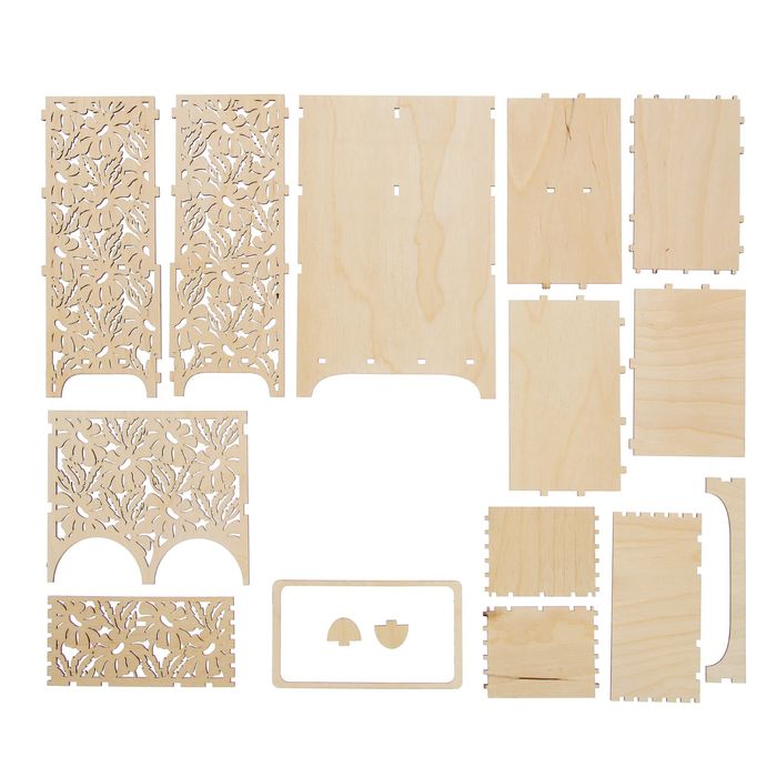 Чайный домик из фанеры для декора "С ромашками" двойной (набор 17 деталей) 28х9,5х16 см