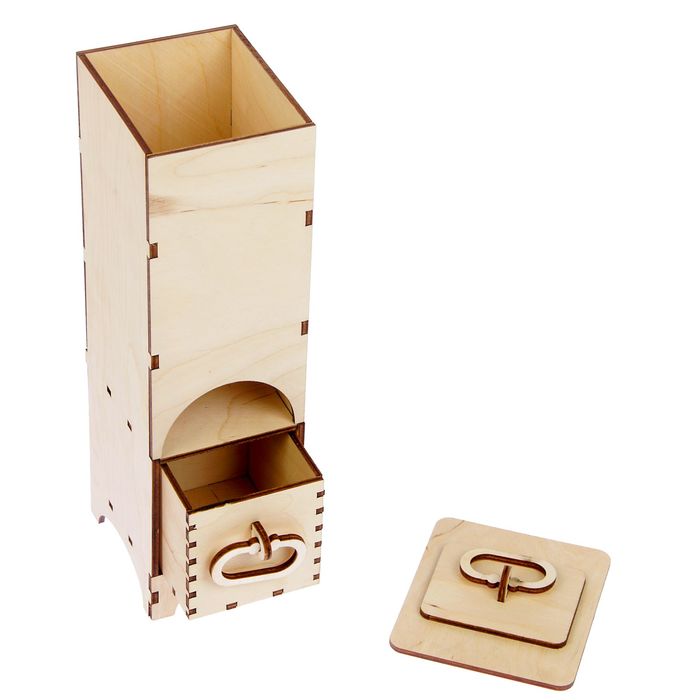 Чайный домик из фанеры для декора "Высокий" с ящиком (набор 19 деталей) 28х8х8 см