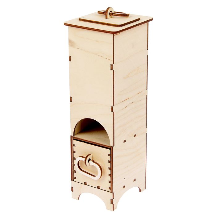 Чайный домик из фанеры для декора "Высокий" с ящиком (набор 19 деталей) 28х8х8 см