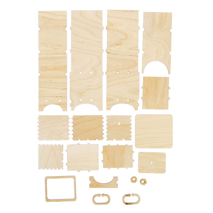 Чайный домик из фанеры для декора "Высокий" с ящиком (набор 19 деталей) 28х8х8 см